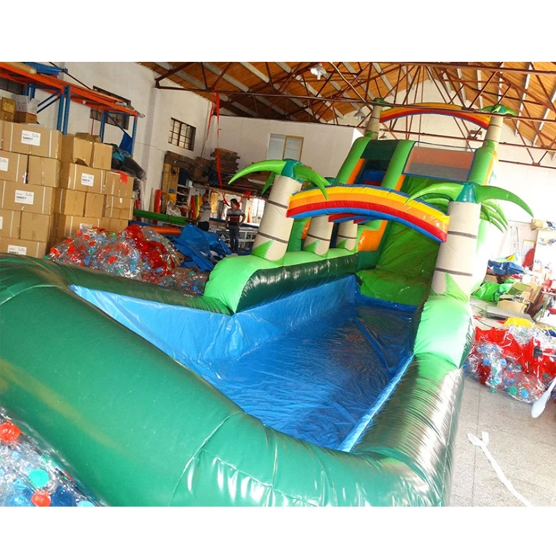 Inflatable Long Slide for Swimming Pool, Tropical Rainforest Theme, Swimming Pool Slide