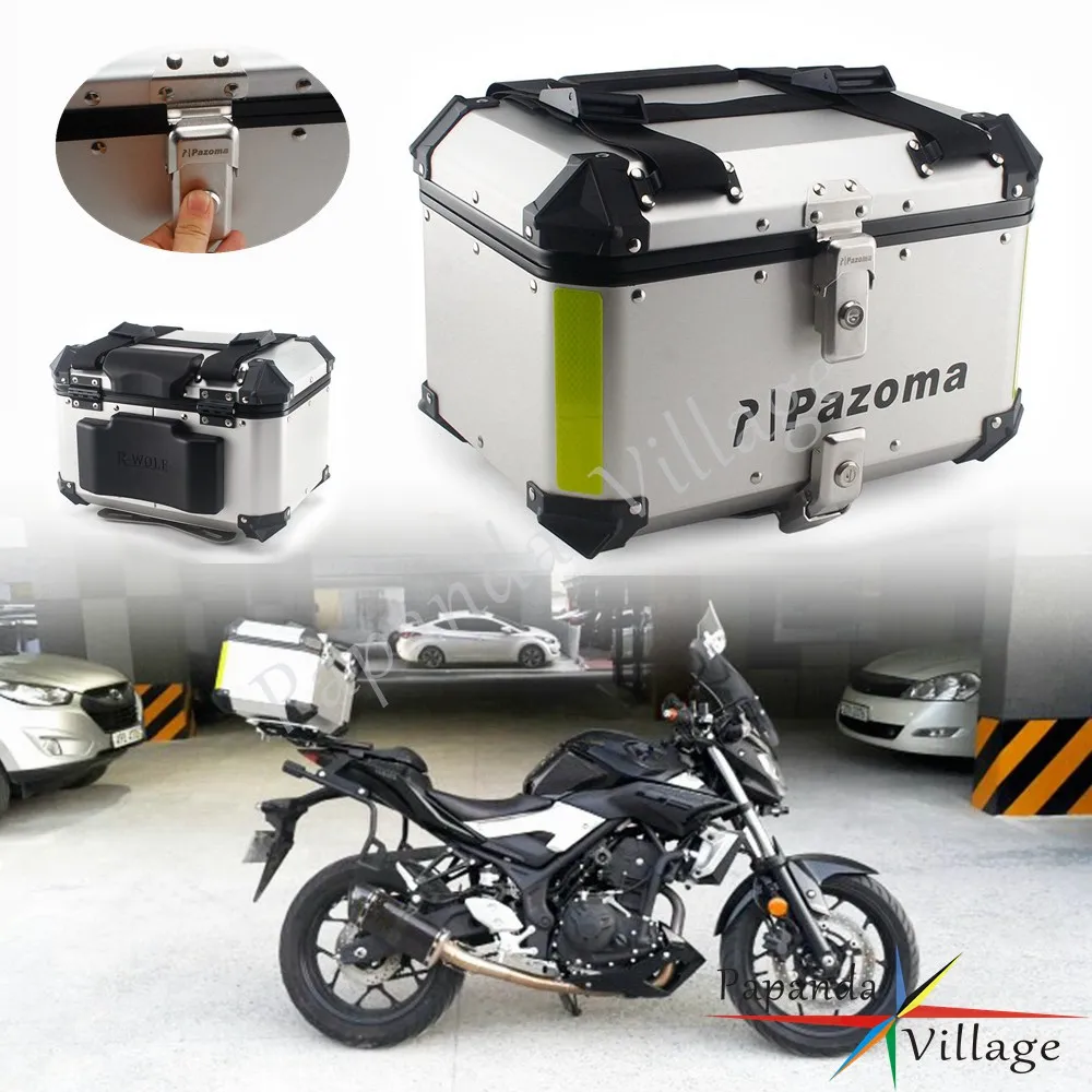 

Motorcycle Modified Topcase 42L Top Case Aluminum Waterproof Luggage Boxes Universal Touring Suitcase Pannier Cargo Box Toolbox