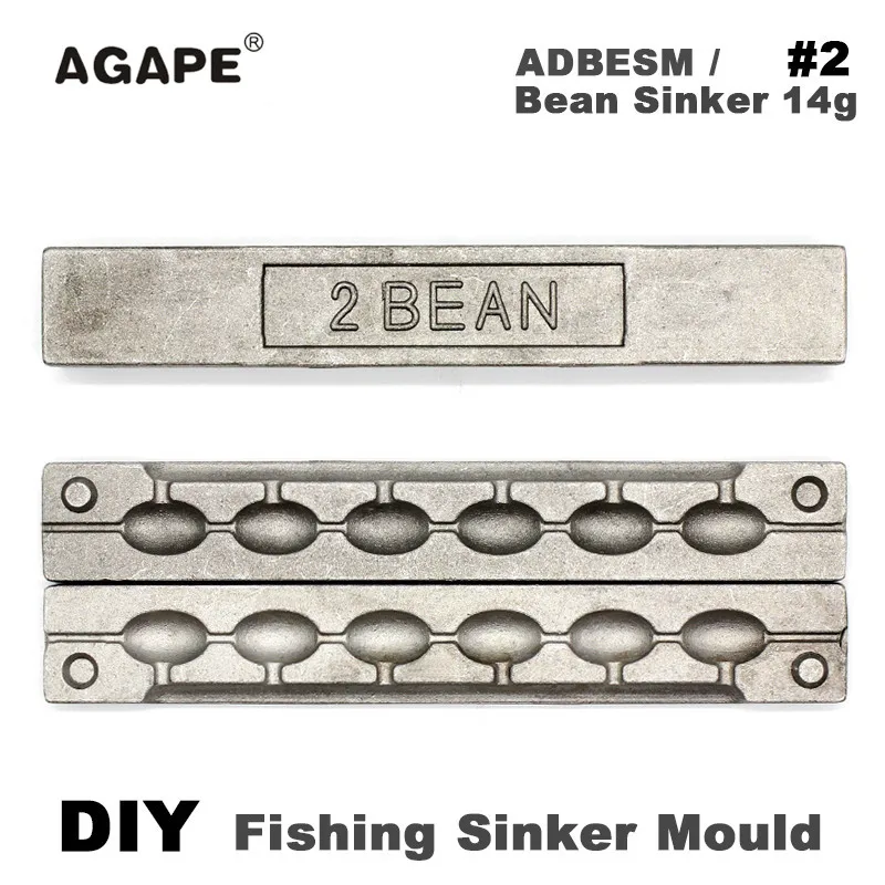 Agape molde de plomo para sinker tipo frijol cavidades múltiples - imagen 2
