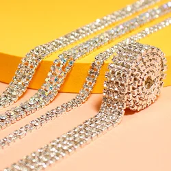 1 Yard Glitter Crystal Rhinestone Chain Sew-On Glue-On for Clothes DIY Garment Accessories Trim Cup Chain Trims Wedding Dress