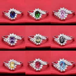 Mifeiya 9 Colors Creative Oval Water Drop Zircon Rings For Women Engagement Party Wedding Jewelry Hand Accessories Size 5-11