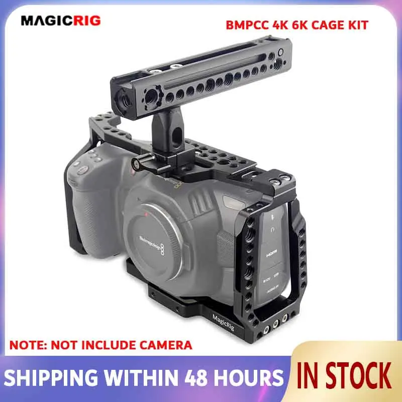 MAGICRIG Camera Cage  with Rotatable NATO Handle for Blackmagic Pocket Cinema Camera 4K External Field Monitor Microphone Light