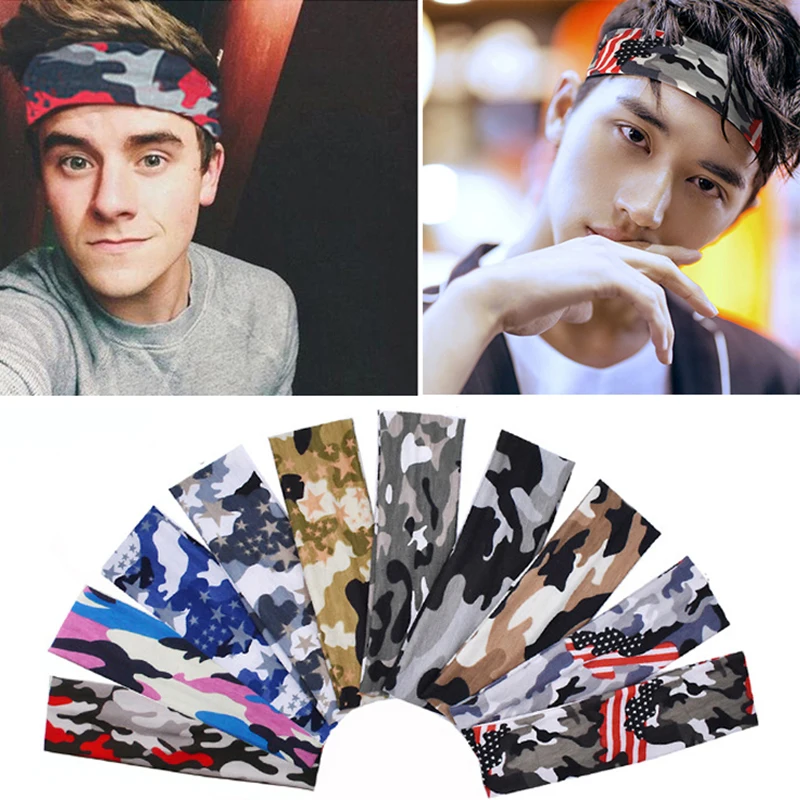 

Camouflage headband Sport Absorbent Headband unisex Cycling Yoga Sweatband Cotton Hair Bands Head Sweat Bands Sports Safety New