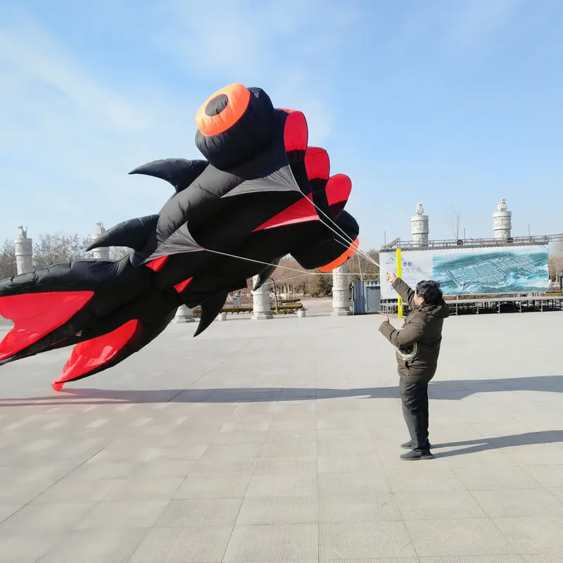 Nuovo arrivo 9m aquilone pesce rosso per audlts 37 metri quadrati 3D grande enorme grande solido morbido gonfiabile spettacolo aquiloni