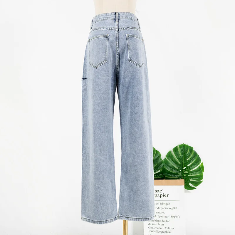 KPOP Korean Singer Blue Denim Trousers Vintage Wide Leg Pants Women Korean Straight Pants High Waist Casual Loose Autumn jeans