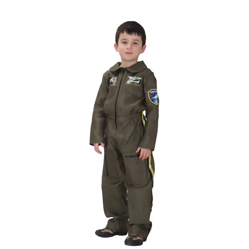 Kids Child Special Forces Air Force Costumes Uniform for Boys Pilot Airman Flight Suit Costume Halloween Purim Carnival Jumpsuit