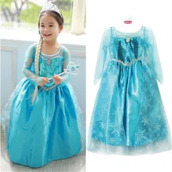 Vestido azul de fantasía para niña, disfraz de Frozen, Anna, Elsa, Princesa, Reina, vestido de fiesta, vestidos de tul de 4 a 8 años