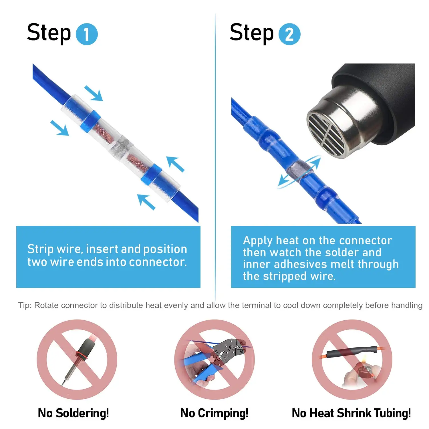 Solder Seal Wire Connectors,Heat Shrink Butt Connectors,Waterproof and Insulated Electrical Wire Terminals,Butt Splice