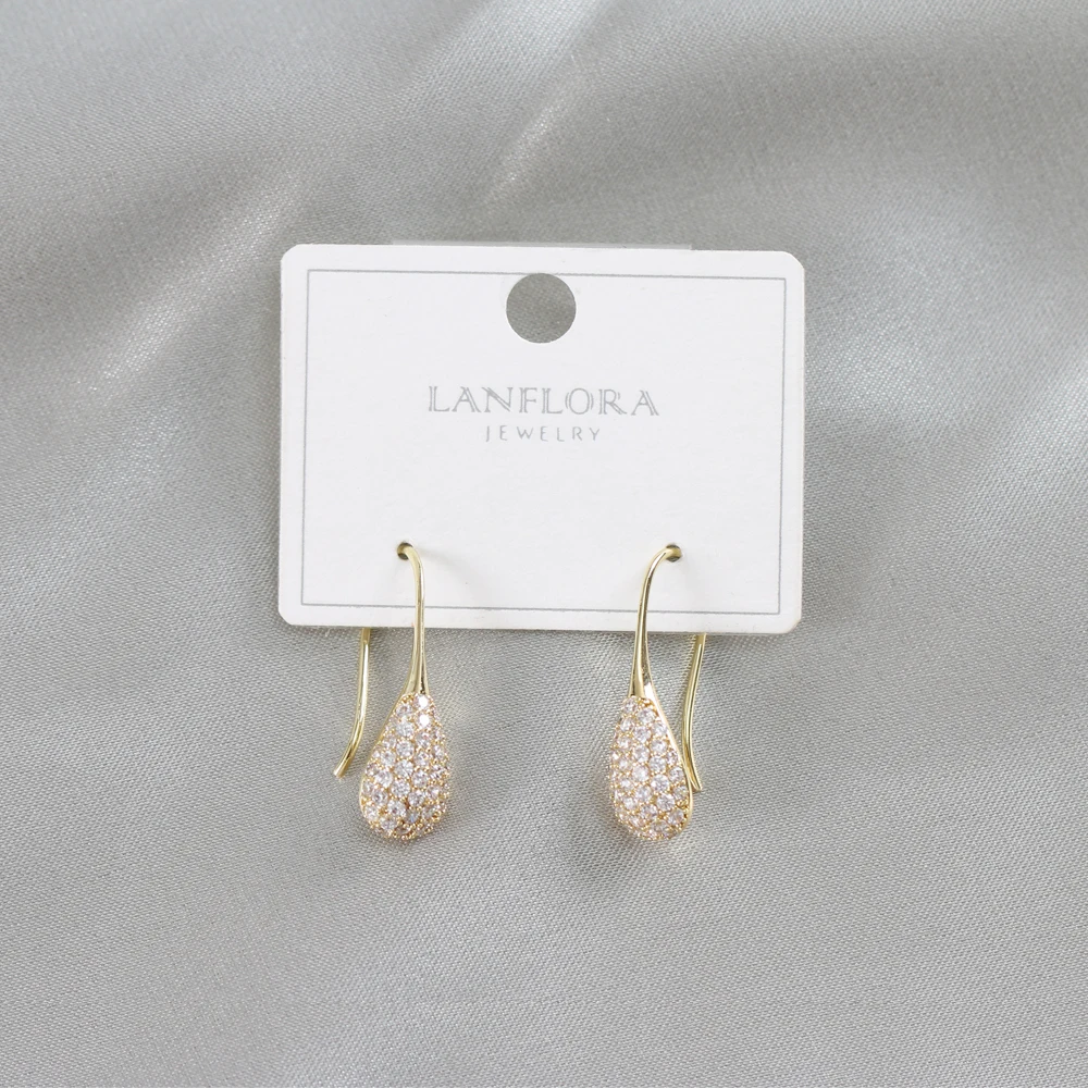 LANFLORA new fashion water drop women earrings for birthday gift copper alloy cheap factory shop earrings wholesale price