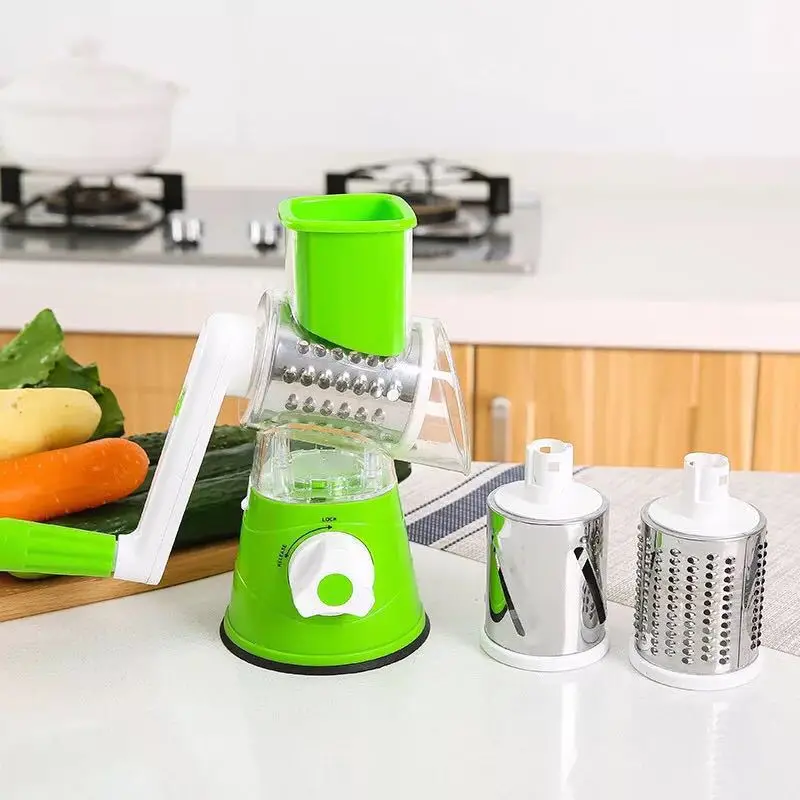 

New Multifunctional Vegetable Cutter Hand Rock Rotary Shaver Kitchen Triple All Silk Machine