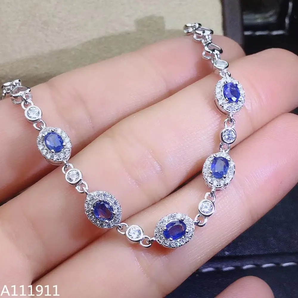 

KJJEAXCMY fine jewelry 925 sterling silver inlaid Natural sapphire popular female Bracelet support detection fashion