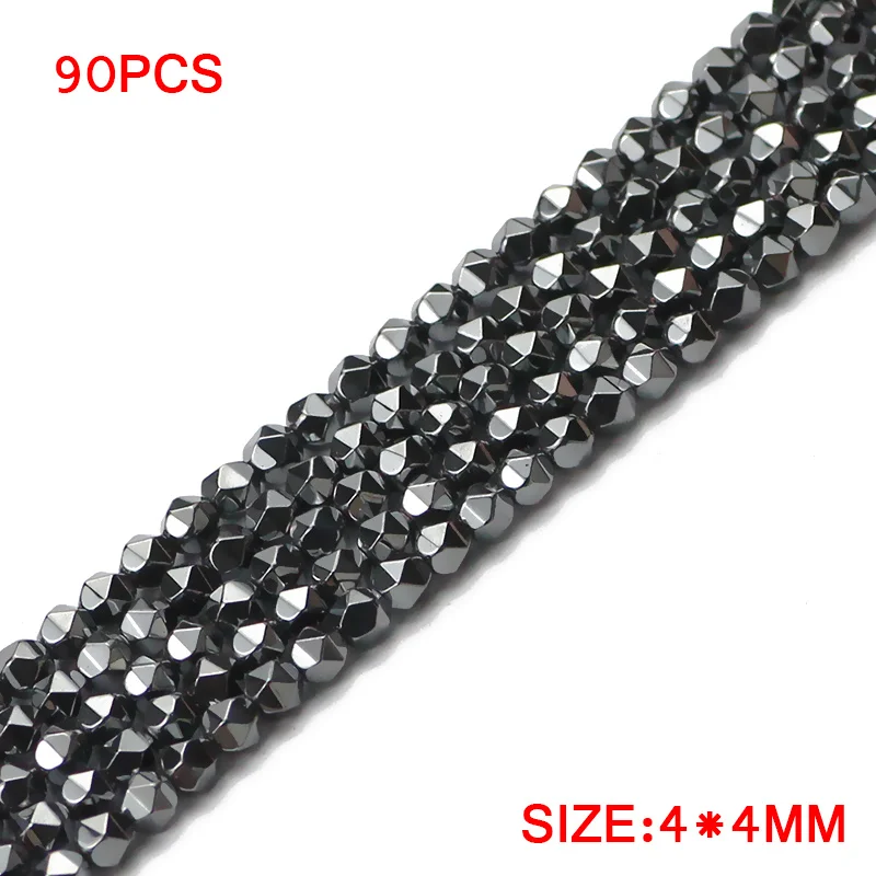 JHNBY 2/3/4/6/8mm Faceted Round Black Hematite Natural Stone Spacer Loose Beads For Jewelry Making 15.5\'\' Diy Necklace Bracelets