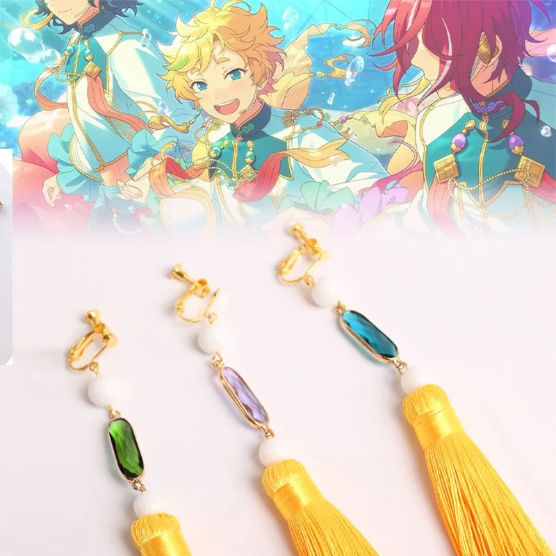 

Game Ensemble Stars Switch Sakasaki Natsume Harukawa Sora Tsumugi Aoba Cosplay Earrings Tassel Pendant Ear Clip Props Gifts
