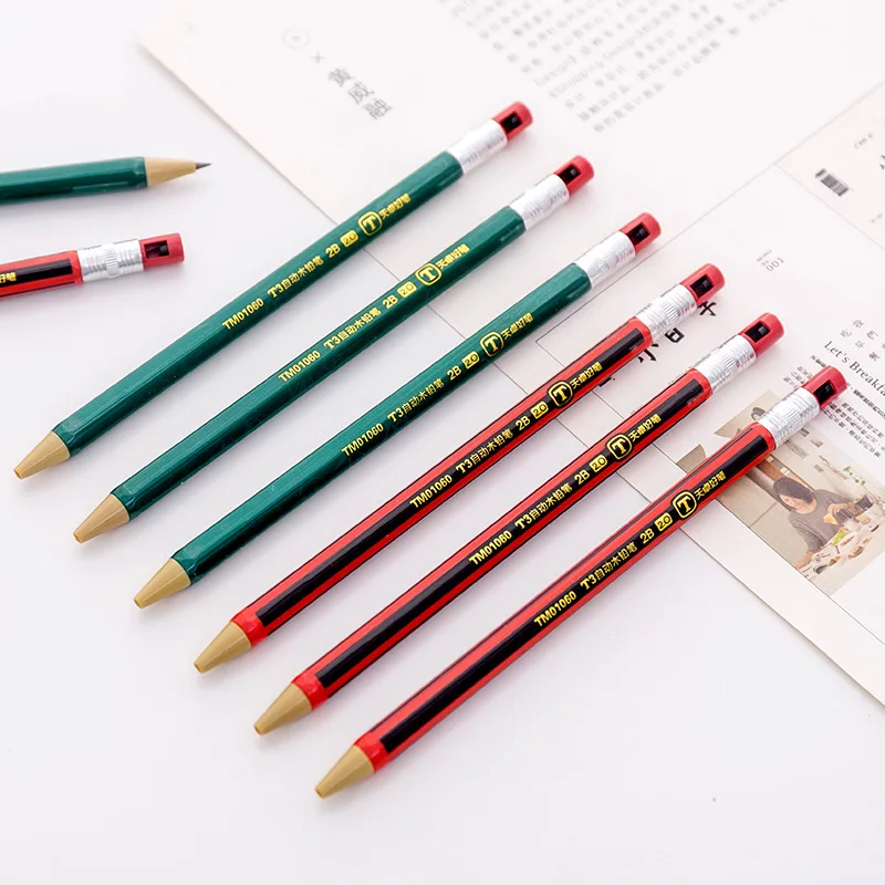 1 Pieces Lytwtw's Imitation Wood Automatic Pencil Comfortable Writing Offices School Supplies Gift