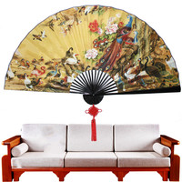 Decorative Paper Fan Chinese Large Wedding Party Decoration Wall Mount Fan Honderd Vogels Chaofeng Decorative Folding Paper Fans