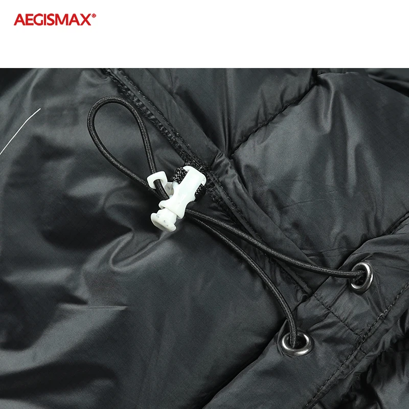 AEGISMAX 90% White Goose Down Jacket Men Ultralight Hooded Warm Coat Wind Protection Solid Color for Outdoor Hiking Camping Ski