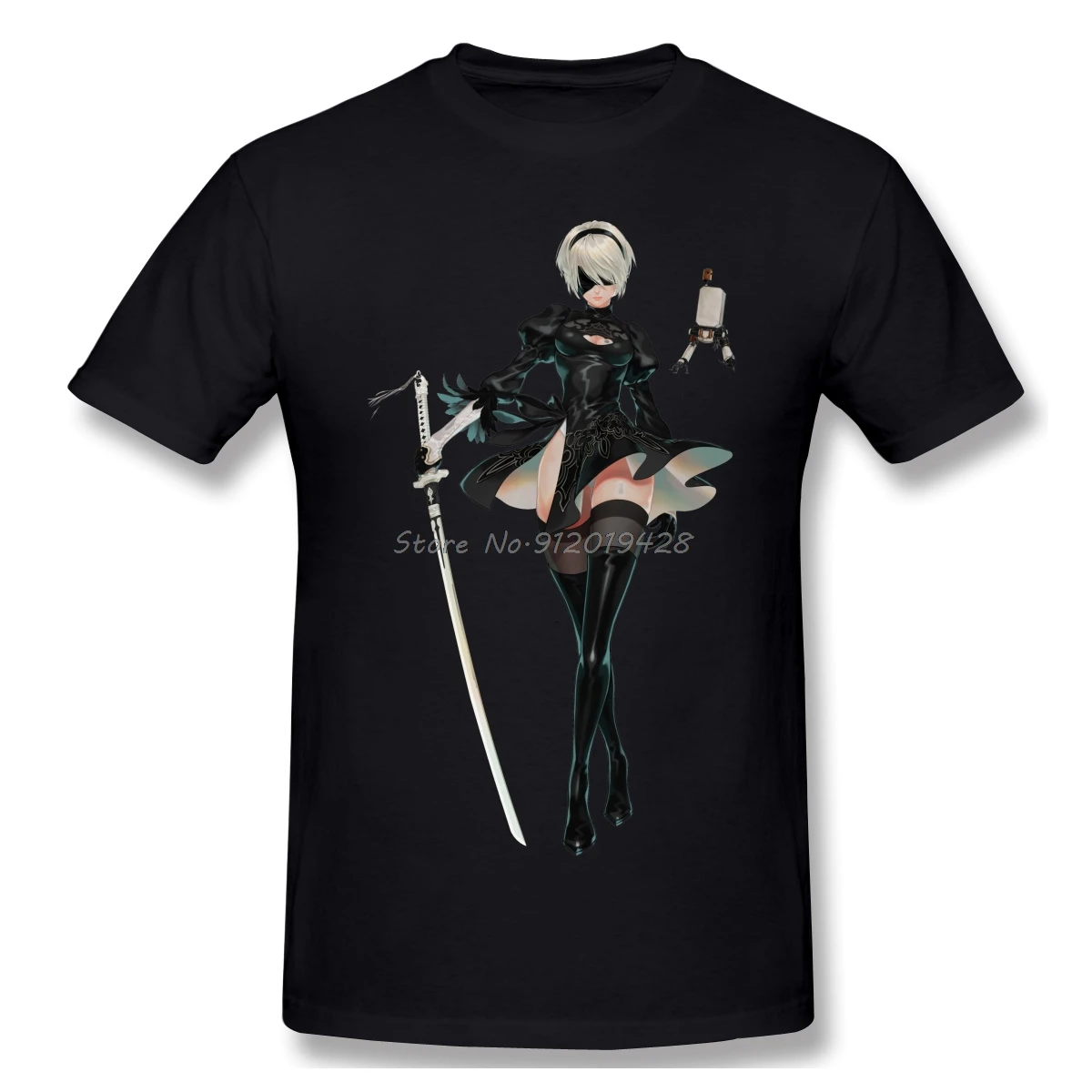 Nier Automata 2B Cool And Funny Short Sleeve Casual T-shirt Men Fashion O-neck  Cotton TShirts Tee Top