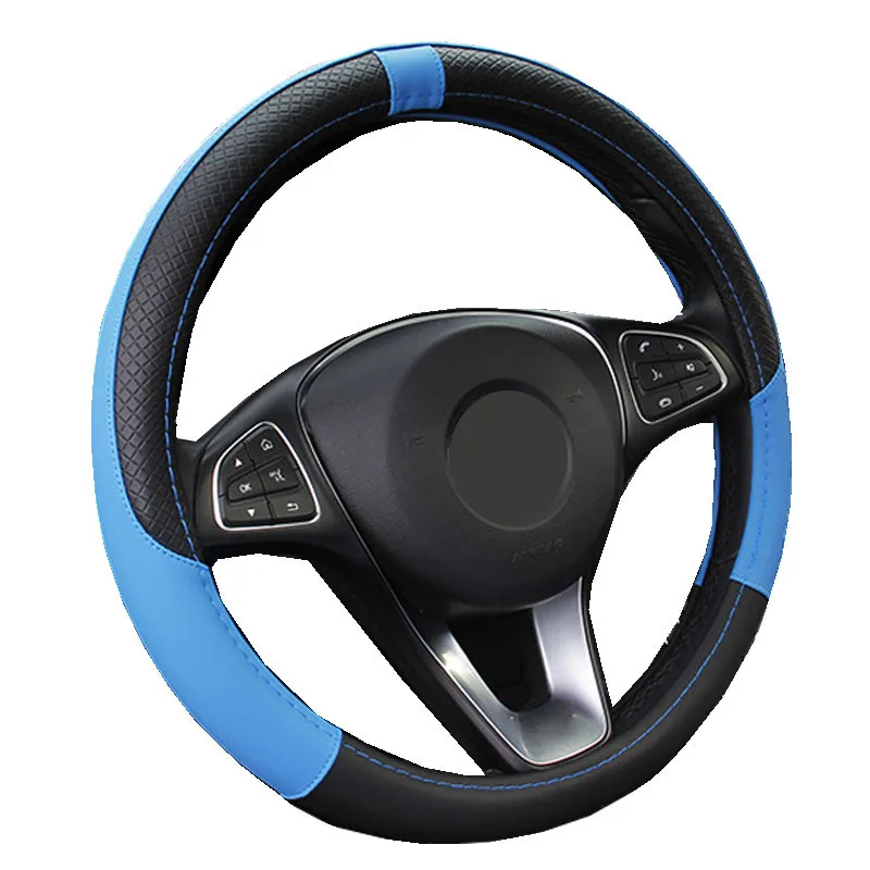 7 Colors Auto Car Steering Wheel Cover Wrap Volant Anti-slip Braid on the Steering-wheel For 37-38CM M Size 14.6 - 15 Inches