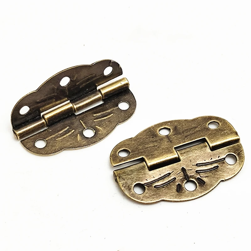 Wonzeal 10pcs Bronze Hinges Decoration Jewelry Box Hinge With Screw For Vintage Door Cabinet Drawer Furniture Fittings