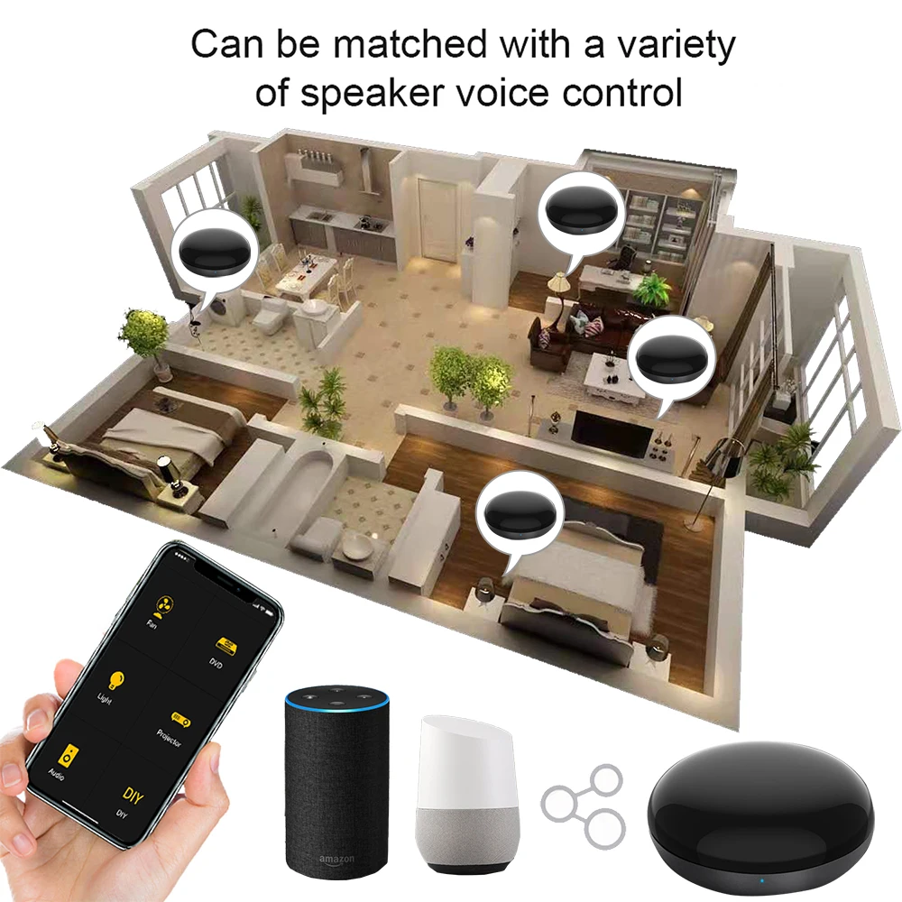 Alexa WiFi Universal ir Remote Controller,Tuya Smart APP Wireless Control,Blaster Infrared for TV Box/air Condition/Google Home