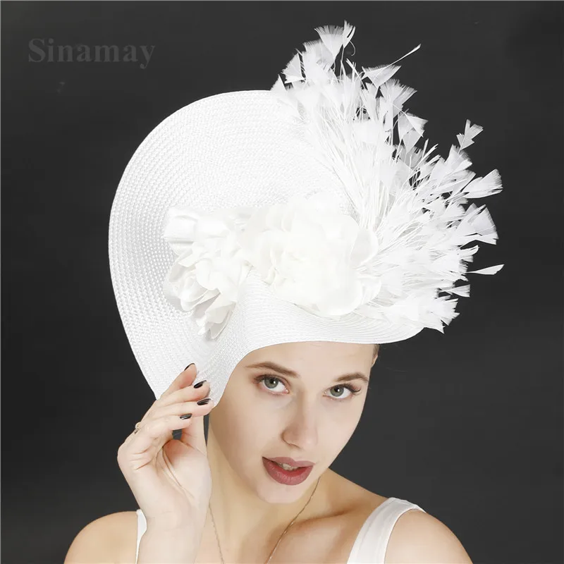 Party Cocktail Church White Fascinators Hat Headband Gorgeous Women Lady Headwear Hair Clip ladies Millinery Hair Accessories