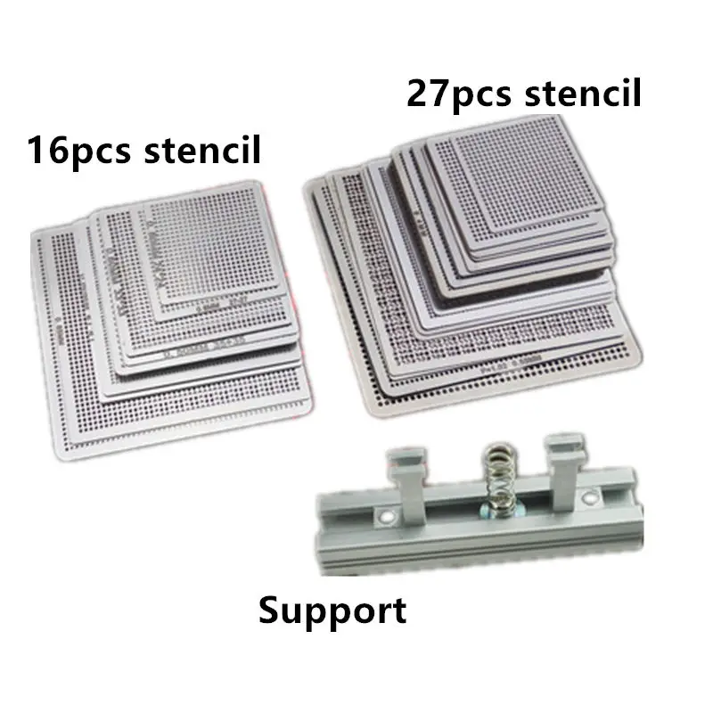 27 sztuk/16 sztuk szablony BGA uniwersalne bezpośrednie podgrzewane szablony do SMT SMD Chip Rpair i łatwe wsparcie