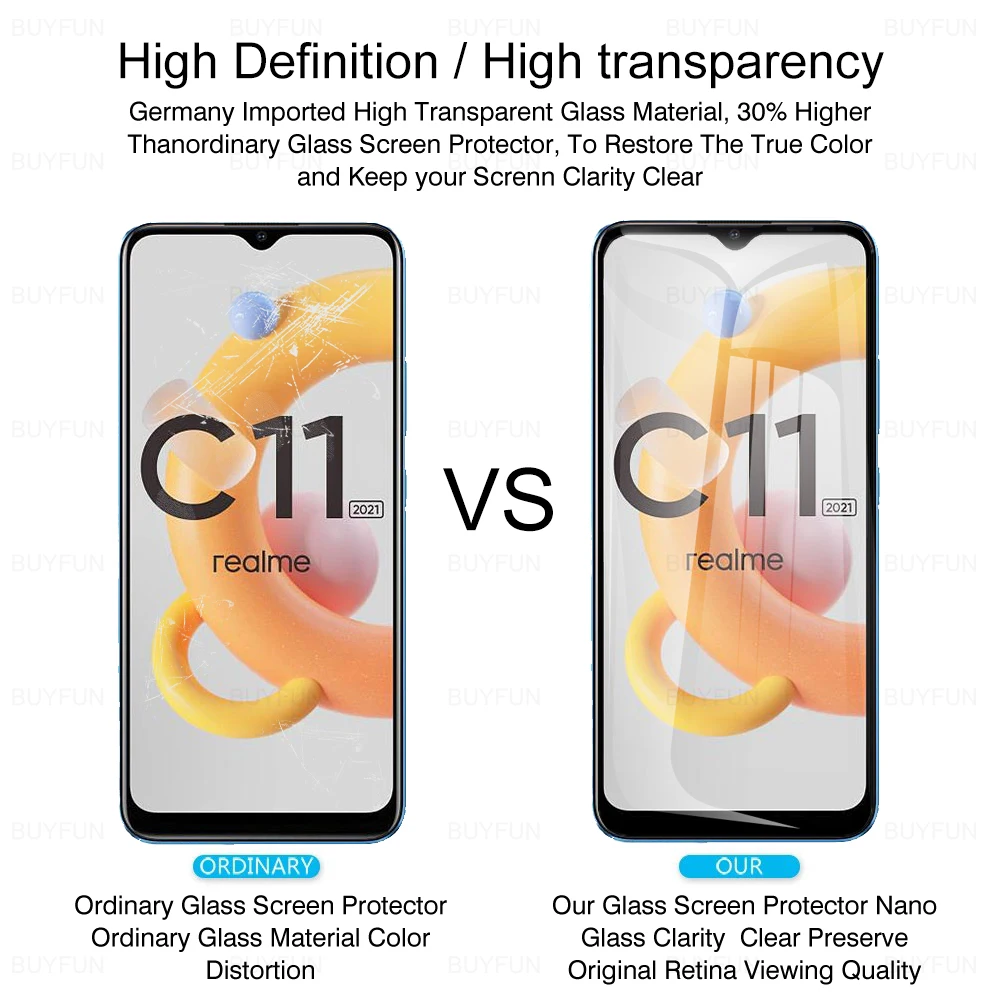 3 pçs cobertura completa de vidro temperado para realme c11 2021 protetor de tela para realme c21 c21y c25 c25s c12 c15 película protetora de segurança