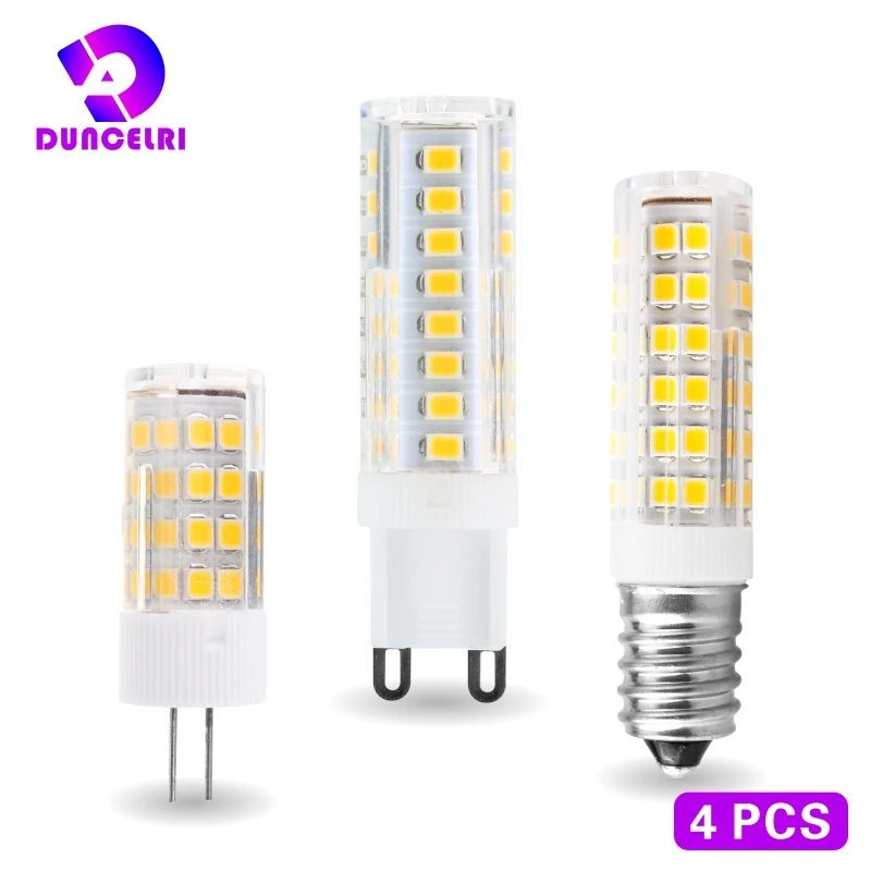 

4pcs/lot G4 G9 E14 LED Bulb 3W 4W 5W 7W LED Lamp AC 220V LED Corn Bulb SMD2835 Replace 30W 40W 60W Halogen Chandelier Light