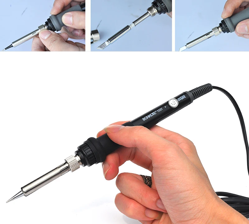 Mini Soldeerbout Verstelbare Temperatuur Elektrische Soldeerbout Rework Station Mini Handvat Warmte Potlood Lassen Reparatie Gereedschap 60W