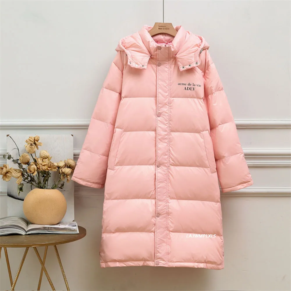 2022 New White Duck Down Coats Women Long Hooded Winter Jackets Fashion Korean Down Parka Jacket Female Warm Loose Down Overcoat