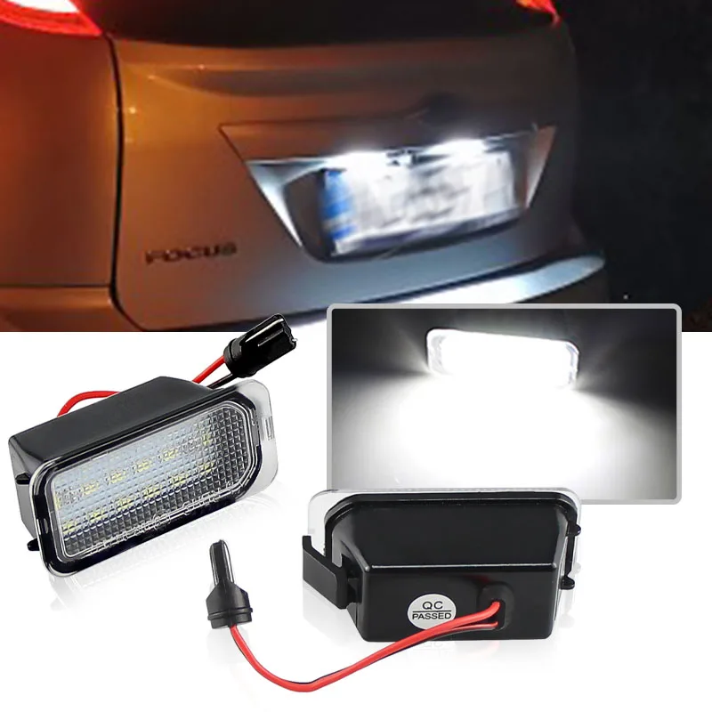 2Pcs LED License Number Plate Light Lamps For Ford Escape Ranger Kuga 1 2 C-MAX Focus 2 3 Ecosport Edge Fiesta 6 7 Mondeo 4 5