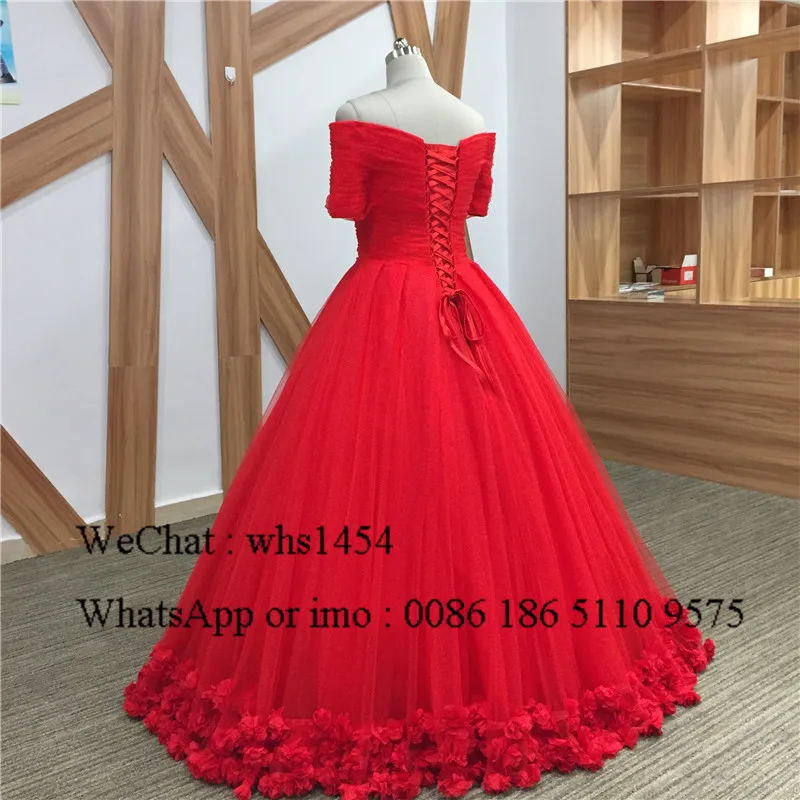 Mbcullyd Cinderella Rot Quinceanera Kleider Mit Blumen Puffy Ballkleid Süße 16 Kleid Festzug Für Mädchen Vestidos De 15 Anos