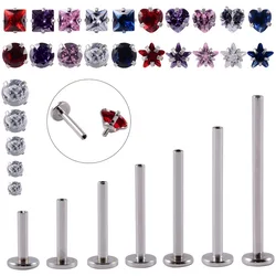 10PCS Surgical Steel Internally Threaded Lip Bar 16G Zircon Top Component For Labret Prong Zircon Ear Tragus Helix Ear Piercing