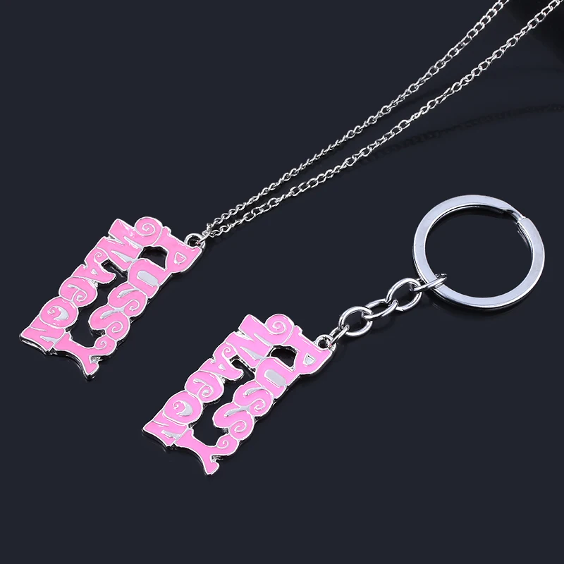 Pussy Wagon Letter Necklace Pink Kill Bill PUSSY WAGON Logo Necklace Pendants Women Cosplay Jewelry Gift