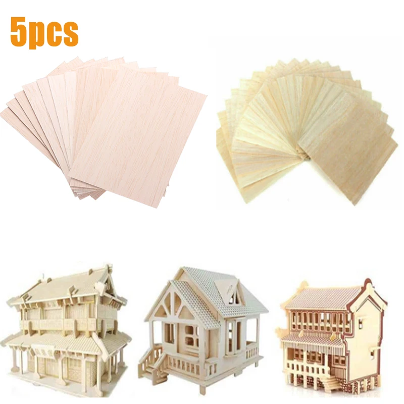 5pcs 1/1.5/2/3/4/5/6/8 mm  Thickness  Wood Sheets Wooden Plate for House Ship Craft Model DIY