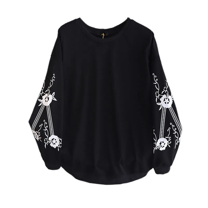 150Kg Plus Size Women\'s Autumn Flower Printed Sweatshirts Bust 157cm 6XL 7XL 8XL 9XL 10XL Loose Slim Long-Sleeved Female Top