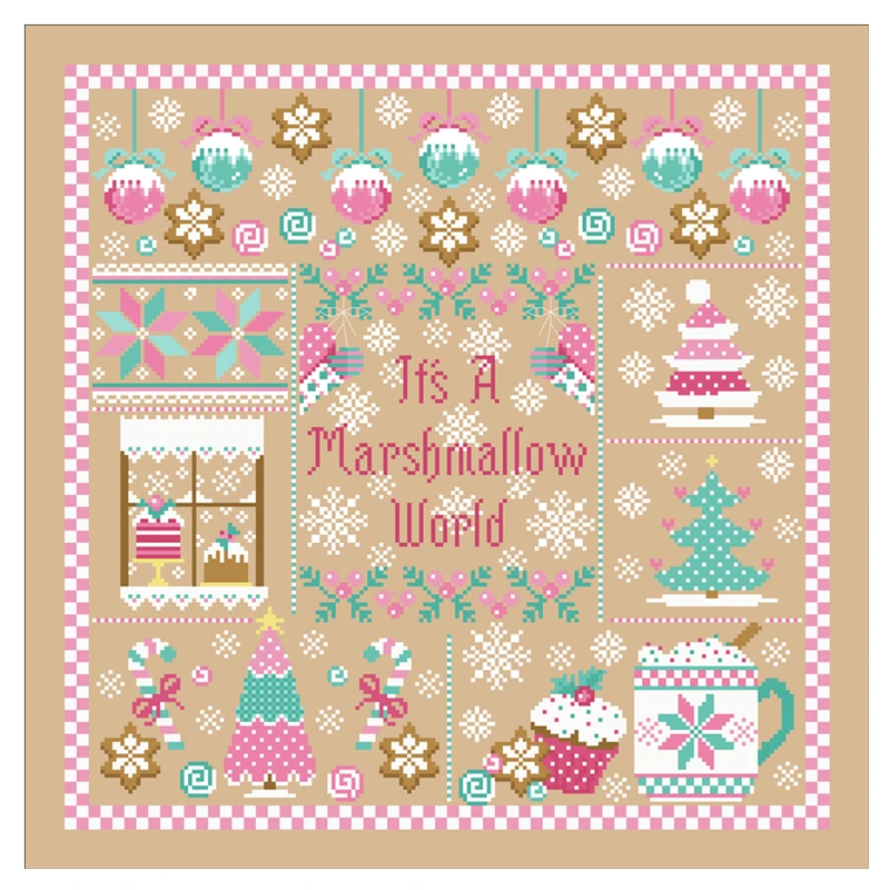 It\'s a Marshmallow World cross stitch kit cotton thread 18ct 14ct 11ct linen flaxen canvas stitching embroidery DIY