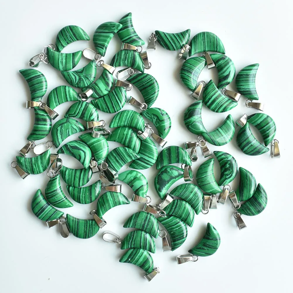 Hochwertige, sortierte Anhänger in Halbmondform aus Naturstein für die Herstellung von DIY-Schmuck. Großhandel 50 Stück/Los kostenlos. – Detail 7