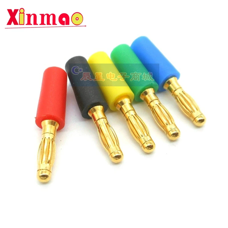 2PCS High quality pure copper gold plated 3mm banana plug 3mm male plug lantern banana head 3mm connector