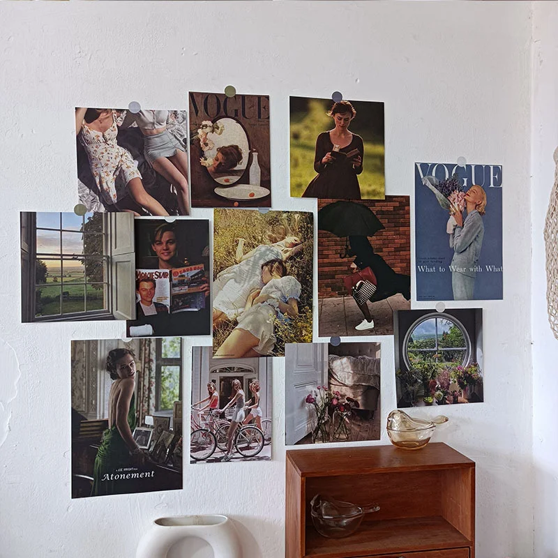 Papier d'affiche décorative de Film littéraire rétro Ins, décor de chambre à coucher dortoir de maison, autocollant mural de bricolage 12 feuilles d'accessoires Photo