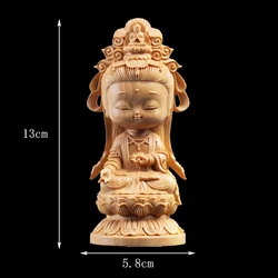 Chinese Style Cartoon Guanyin Statue, Hand-Carved, Cute Little Guanyin Bodhisattva, Home Desktop Decoration, High Quality
