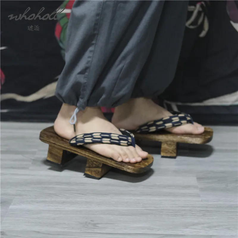 Summer Man Women Home Slipper Japanese Geta Wooden Clogs Flip Flops Anime Samurai Cosplay Shoes Thick Bottom Platform Sandals