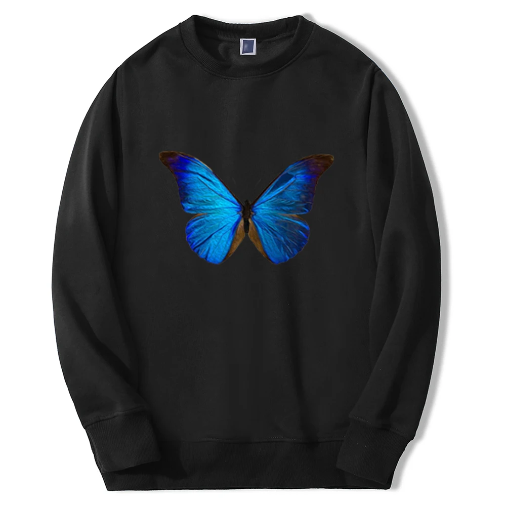 

Man Hoodie Mens Sweatshirt Blue ButterFly Pretty Print Pullover Men'S Hoodies Sweatshirts Leisure Sportswear Hombre For Man