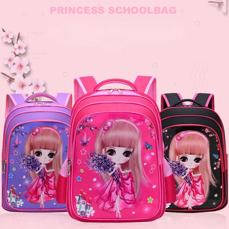 Cute Cartoon School Bag Girls Children School bag For Teenage Girl Orthopedic Princess Kids Backpack Large Capacity Backpack