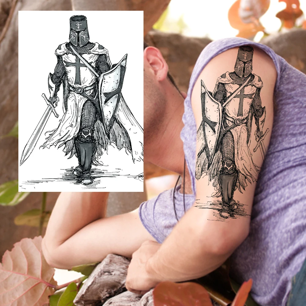 Tatouages à manches temporaires pour hommes, totem maori militaire noir, faux bras complet réaliste, crâne de dragon 3D, loup, robot de discussion, pâte de tatouages