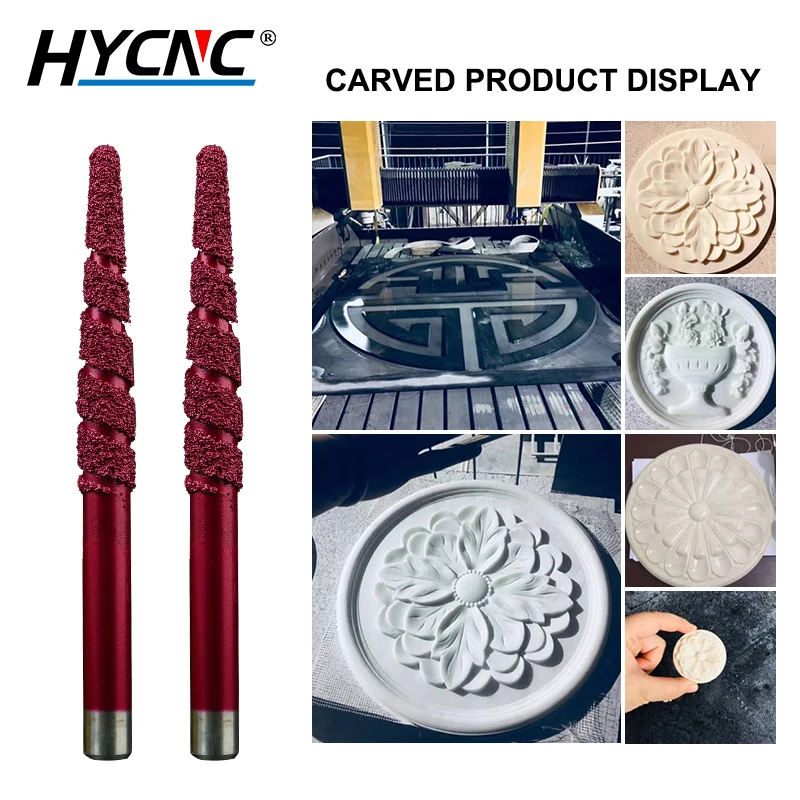 หิน Sintered Diamond เครื่องกัดเจาะเรียวหัวแบนด้านล่าง Cnc Router แกะสลักหินอ่อนหินแกรนิตมีดแกะสลัก