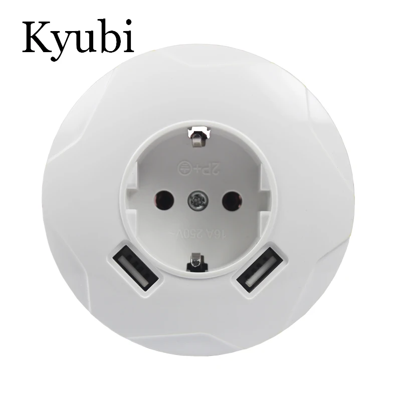 USB Wall Socket Round new Free shipping Double USB Port 5V 2A Usb wall outlet usb murale steckdose C001