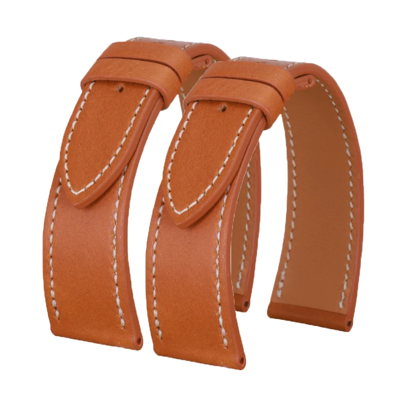 SAUPPO Suitable for Hermes HH1.201.130 028104 020997 036793 17mm 20mm Calf Skin Leather Smooth Grain Watch Band Strap