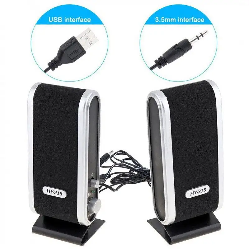 2 Pcs Computer Speakers USB Power 3.5mm With Ear Jack Laptop Stereo Sound Wired Speakers Pc Speakers for Desktop Computer