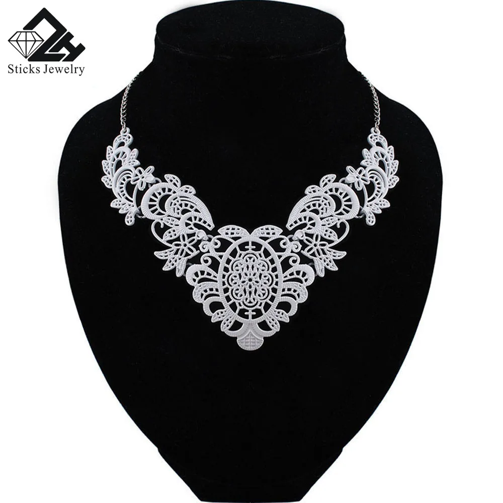 Trendy Lace Necklace European and American Fashion Zine Alloy Hollow Out  Painting Factory Direct False Choker